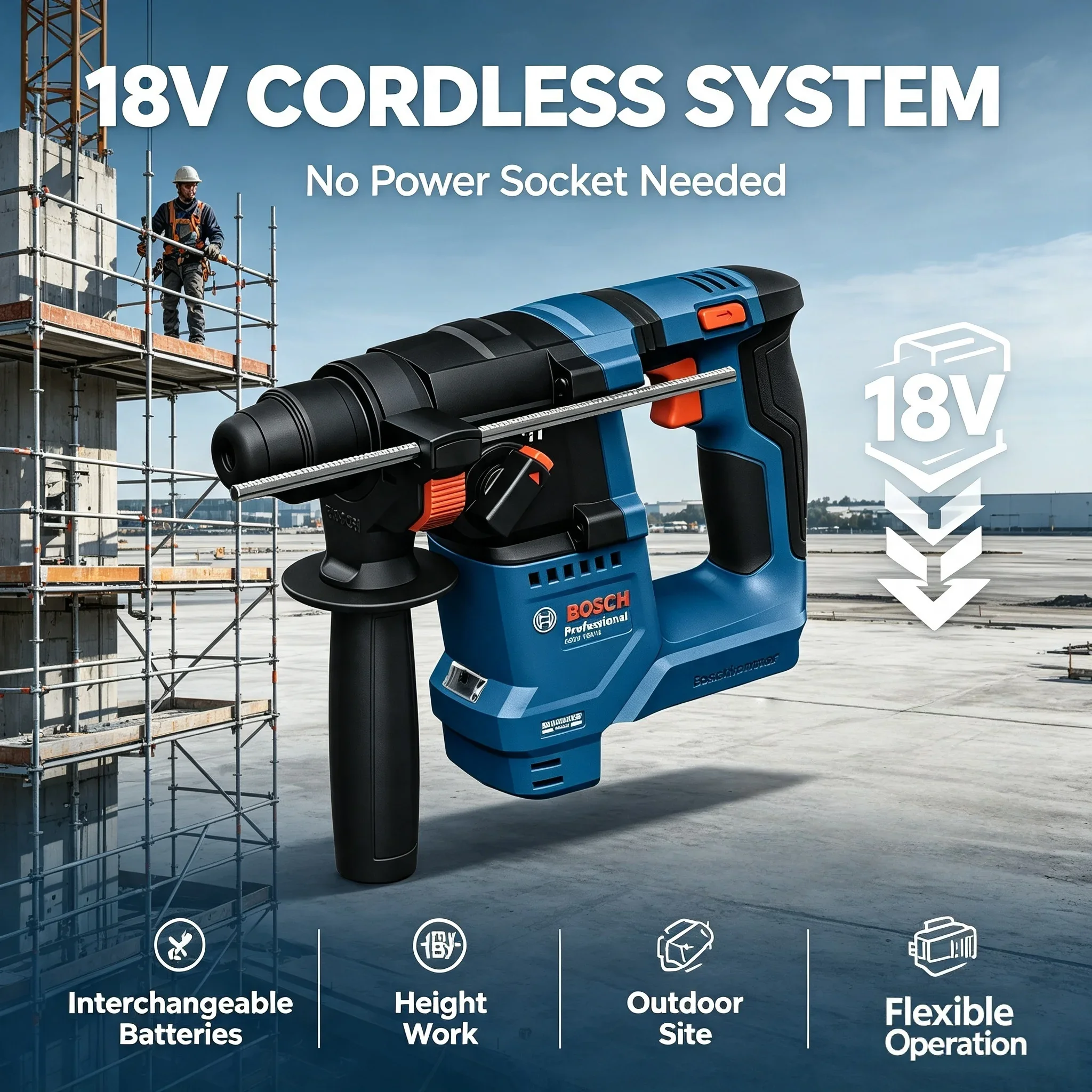 Power Tools Professional - Marteau perforateur sans fil Bosch GBH